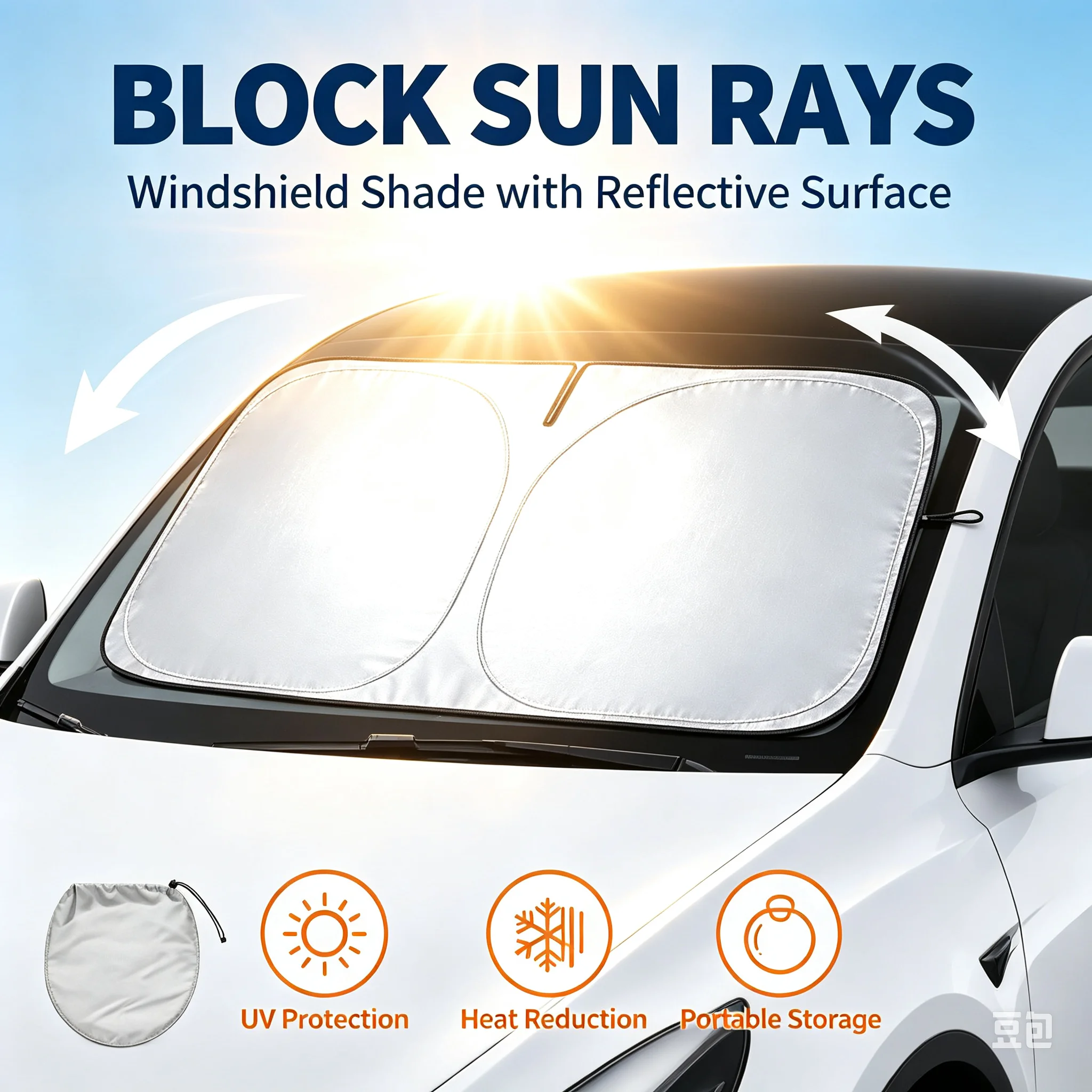Windshield Sun Shade - Protetor Solar para Carro, Sombrinha para