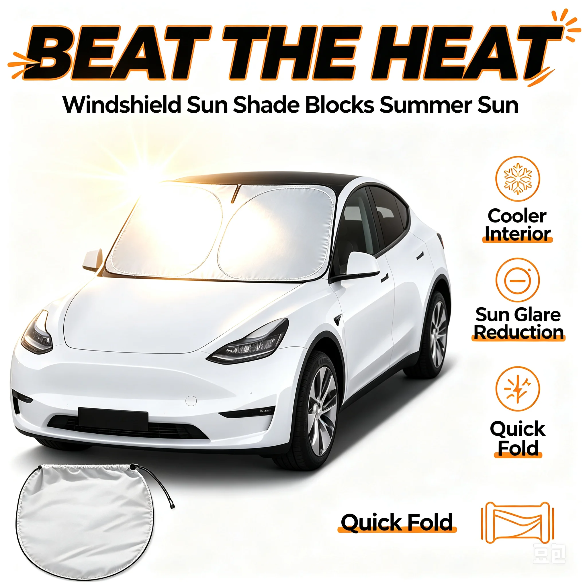 Windshield Sun Shade - Protetor Solar para Carro, Sombrinha para