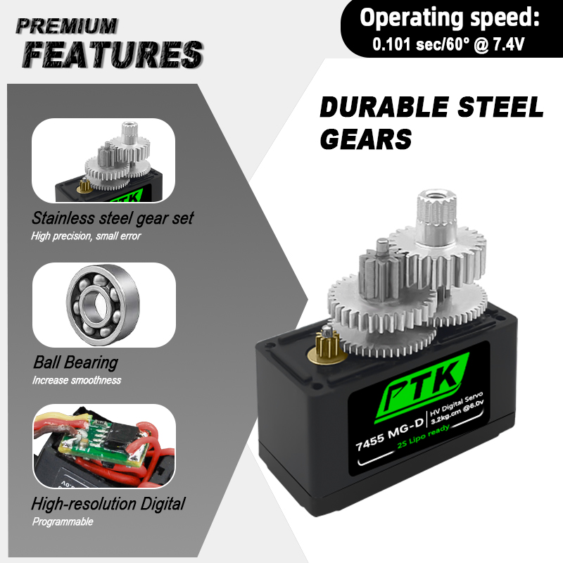 Servo Digital PTK 7455MG-D 12g - D.A.D Car Accessories avaliação e preço