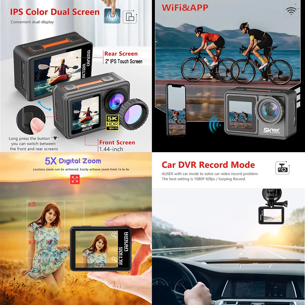 Câmera de Ação AUSEK M81TR 5K  - Car Accessories Online avaliação e preço